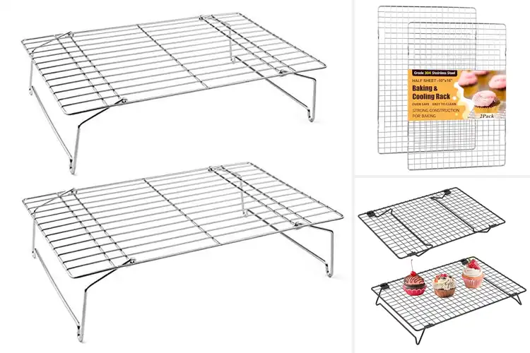 Detailed view of Best Two Pack Cooling Racks Set: Bake Smarter, Save Space